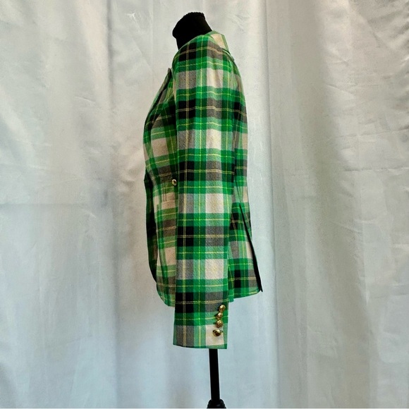 Smythe Green Black Grass Seersucker Plaid Duchess Patch Pocket Blazer Jacket 4 - Picture 6 of 14